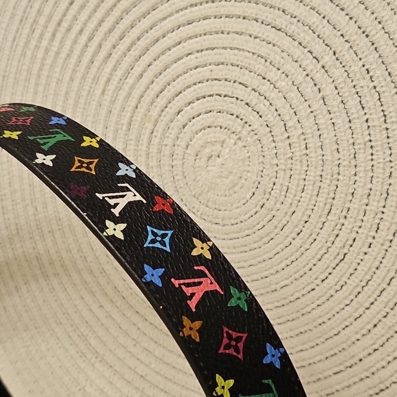 🔴SOLD🔴.           Rare Murakami Louis Vuitton Multicolor Belt with Gold Buckle - Picture 9 of 15